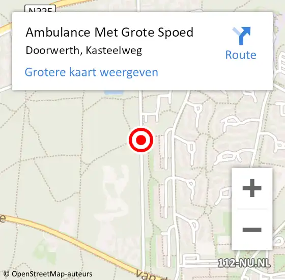 Locatie op kaart van de 112 melding: Ambulance Met Grote Spoed Naar Doorwerth, Kasteelweg op 15 oktober 2016 19:12