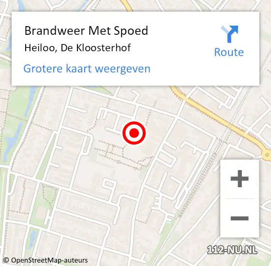 Locatie op kaart van de 112 melding: Brandweer Met Spoed Naar Heiloo, De Kloosterhof op 15 oktober 2016 20:21