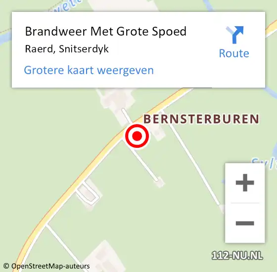 Locatie op kaart van de 112 melding: Brandweer Met Grote Spoed Naar Raerd, Snitserdyk op 15 oktober 2016 20:23