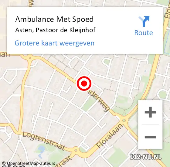 Locatie op kaart van de 112 melding: Ambulance Met Spoed Naar Asten, Pastoor de Kleijnhof op 15 oktober 2016 20:34