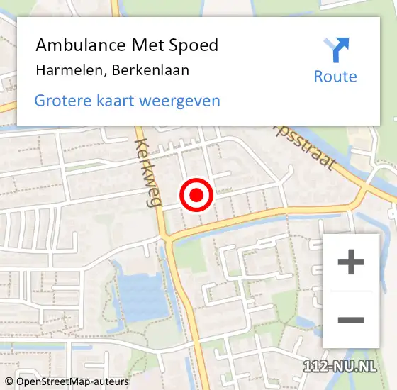 Locatie op kaart van de 112 melding: Ambulance Met Spoed Naar Harmelen, Berkenlaan op 15 oktober 2016 21:10