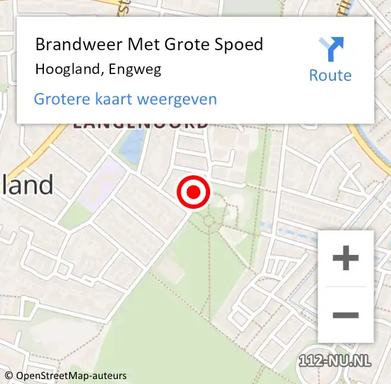 Locatie op kaart van de 112 melding: Brandweer Met Grote Spoed Naar Hoogland, Engweg op 16 oktober 2016 00:27