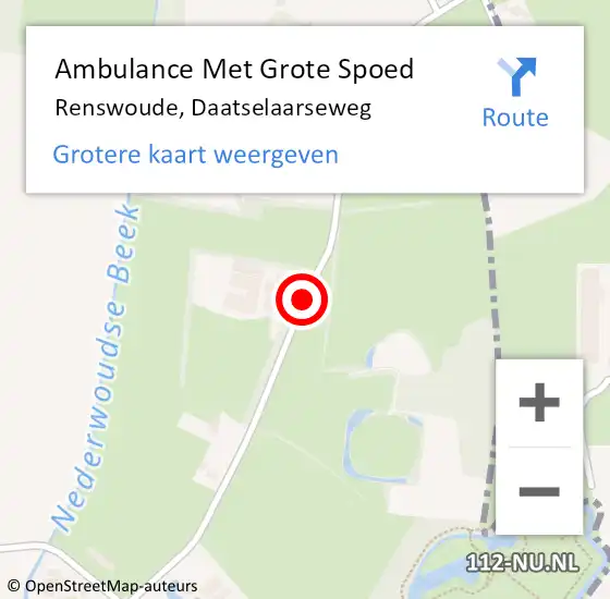 Locatie op kaart van de 112 melding: Ambulance Met Grote Spoed Naar Renswoude, Daatselaarseweg op 16 oktober 2016 01:08