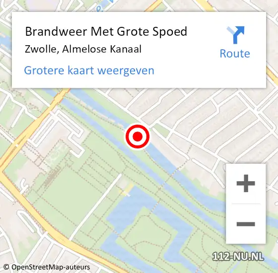 Locatie op kaart van de 112 melding: Brandweer Met Grote Spoed Naar Zwolle, Almelose Kanaal op 16 oktober 2016 02:31