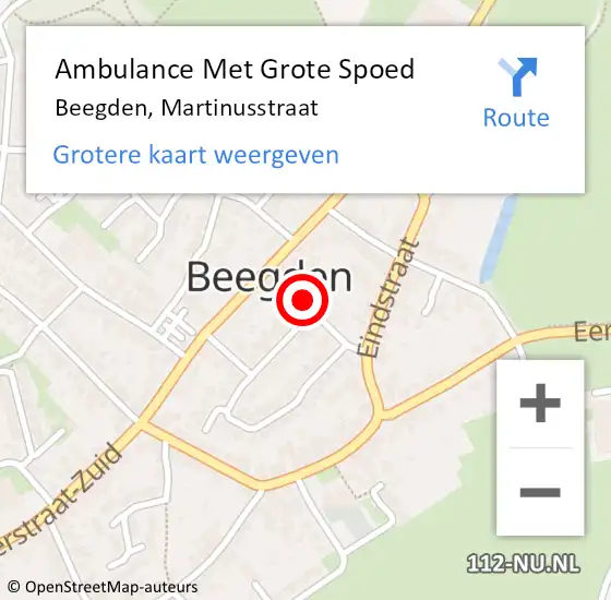 Locatie op kaart van de 112 melding: Ambulance Met Grote Spoed Naar Beegden, Martinusstraat op 16 oktober 2016 02:58