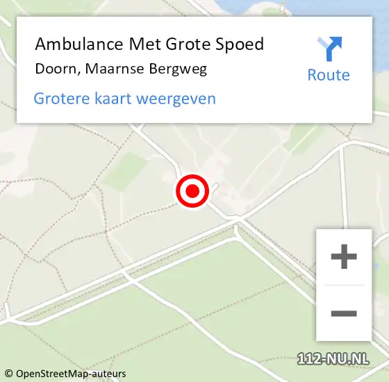 Locatie op kaart van de 112 melding: Ambulance Met Grote Spoed Naar Doorn, Maarnse Bergweg op 16 oktober 2016 04:56