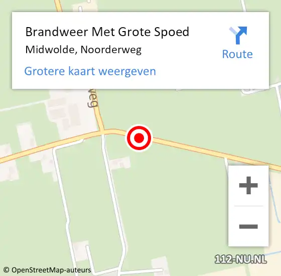 Locatie op kaart van de 112 melding: Brandweer Met Grote Spoed Naar Midwolde, Noorderweg op 30 december 2013 18:11