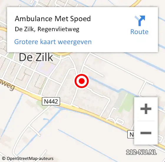 Locatie op kaart van de 112 melding: Ambulance Met Spoed Naar De Zilk, Regenvlietweg op 16 oktober 2016 08:41