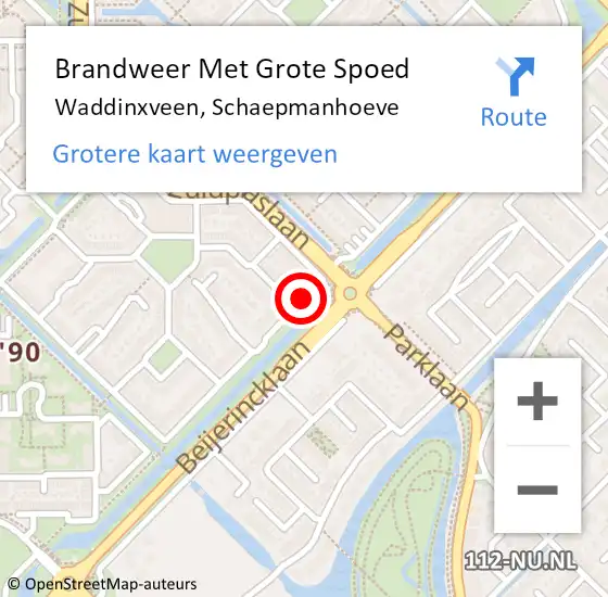 Locatie op kaart van de 112 melding: Brandweer Met Grote Spoed Naar Waddinxveen, Schaepmanhoeve op 16 oktober 2016 09:07