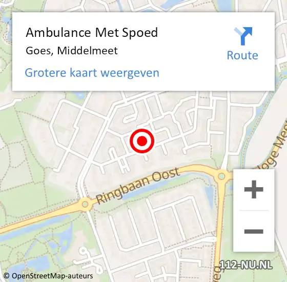 Locatie op kaart van de 112 melding: Ambulance Met Spoed Naar Goes, Middelmeet op 16 oktober 2016 09:27