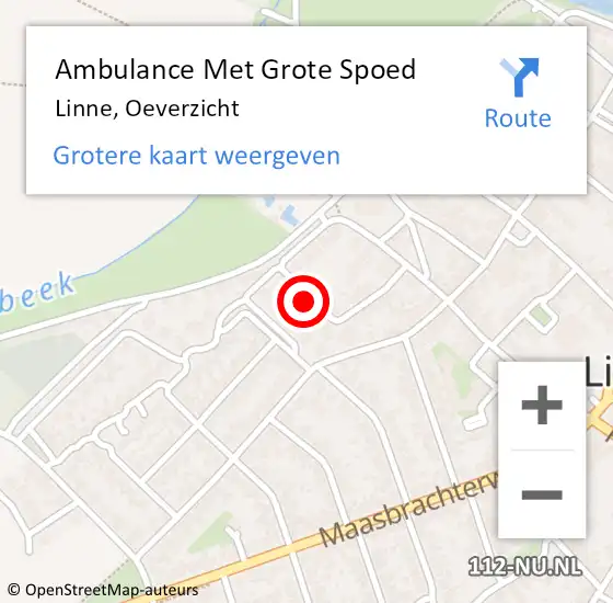 Locatie op kaart van de 112 melding: Ambulance Met Grote Spoed Naar Linne, Oeverzicht op 16 oktober 2016 09:28