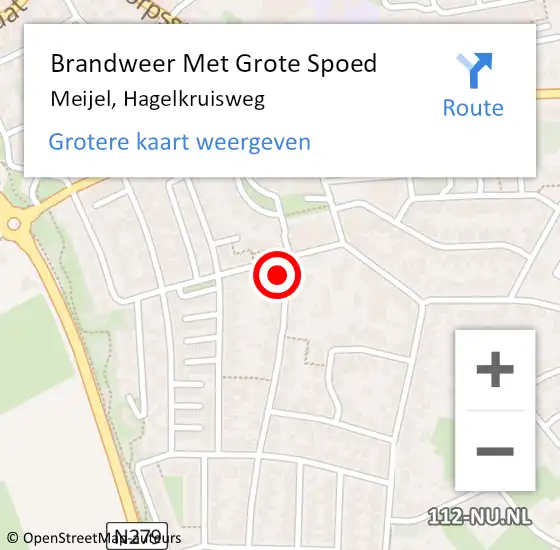 Locatie op kaart van de 112 melding: Brandweer Met Grote Spoed Naar Meijel, Hagelkruisweg op 16 oktober 2016 09:49