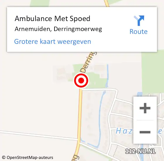 Locatie op kaart van de 112 melding: Ambulance Met Spoed Naar Arnemuiden, Derringmoerweg op 16 oktober 2016 10:48