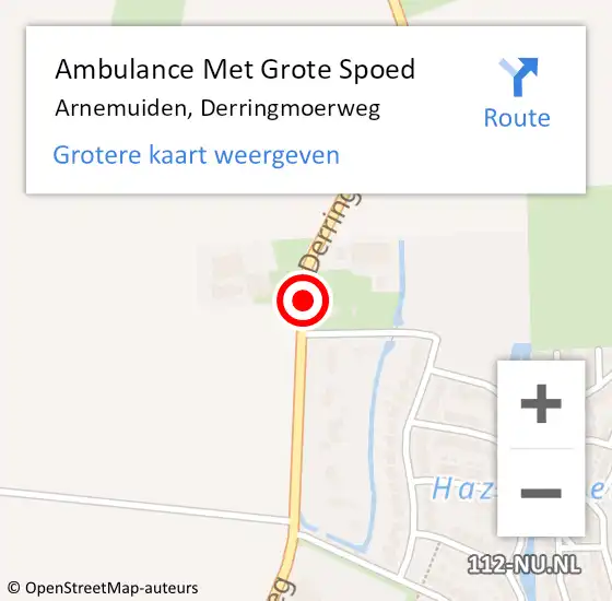 Locatie op kaart van de 112 melding: Ambulance Met Grote Spoed Naar Arnemuiden, Derringmoerweg op 16 oktober 2016 10:49