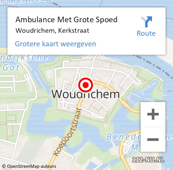 Locatie op kaart van de 112 melding: Ambulance Met Grote Spoed Naar Woudrichem, Kerkstraat op 16 oktober 2016 10:59