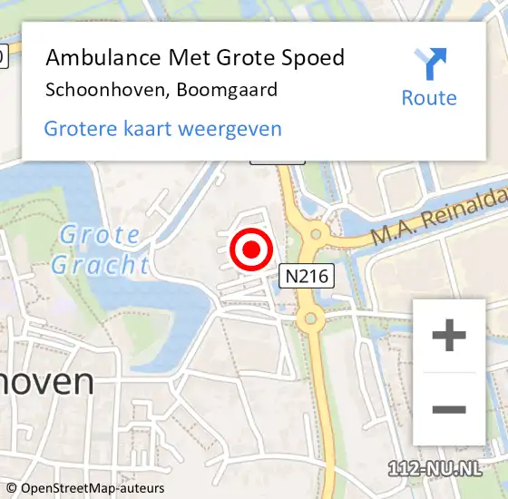 Locatie op kaart van de 112 melding: Ambulance Met Grote Spoed Naar Schoonhoven, Boomgaard op 16 oktober 2016 11:18