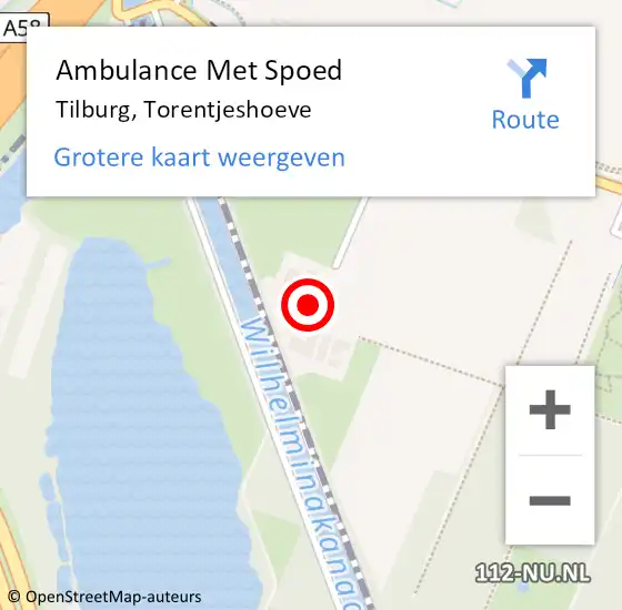 Locatie op kaart van de 112 melding: Ambulance Met Spoed Naar Tilburg, Torentjeshoeve op 16 oktober 2016 11:21