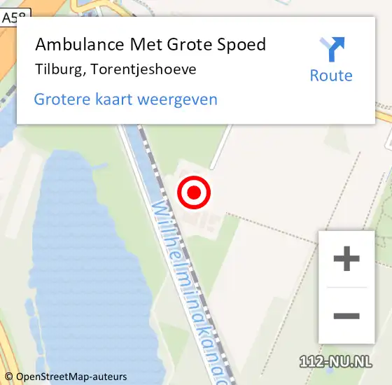 Locatie op kaart van de 112 melding: Ambulance Met Grote Spoed Naar Tilburg, Torentjeshoeve op 16 oktober 2016 11:25