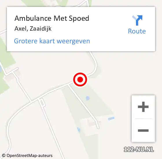 Locatie op kaart van de 112 melding: Ambulance Met Spoed Naar Axel, Zaaidijk op 16 oktober 2016 11:53