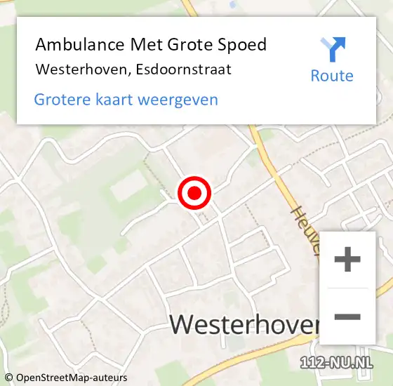 Locatie op kaart van de 112 melding: Ambulance Met Grote Spoed Naar Westerhoven, Esdoornstraat op 16 oktober 2016 12:35