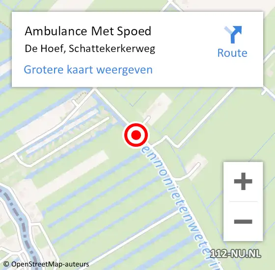 Locatie op kaart van de 112 melding: Ambulance Met Spoed Naar De Hoef, Schattekerkerweg op 16 oktober 2016 13:06