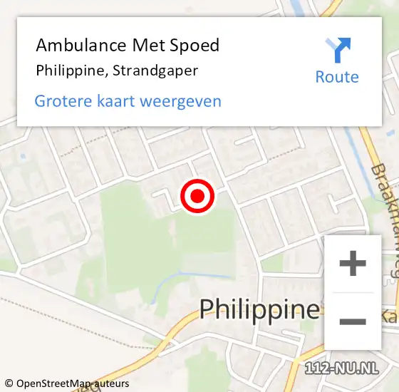 Locatie op kaart van de 112 melding: Ambulance Met Spoed Naar Philippine, Strandgaper op 16 oktober 2016 13:18