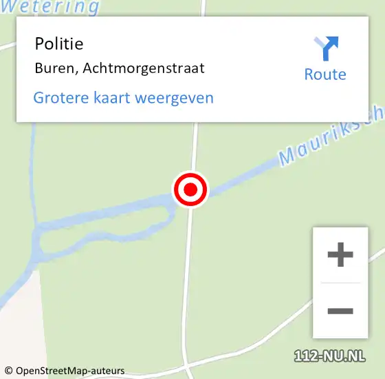 Locatie op kaart van de 112 melding: Politie Buren, Achtmorgenstraat op 16 oktober 2016 13:36