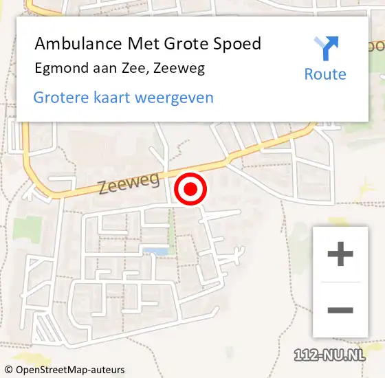 Locatie op kaart van de 112 melding: Ambulance Met Grote Spoed Naar Egmond aan Zee, Zeeweg op 16 oktober 2016 13:50