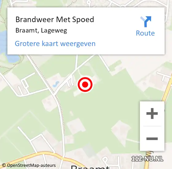 Locatie op kaart van de 112 melding: Brandweer Met Spoed Naar Braamt, Lageweg op 16 oktober 2016 14:29