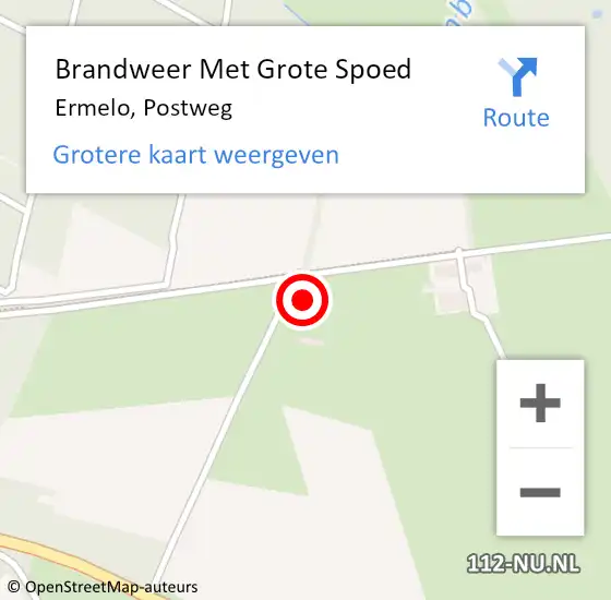 Locatie op kaart van de 112 melding: Brandweer Met Grote Spoed Naar Ermelo, Postweg op 16 oktober 2016 14:55