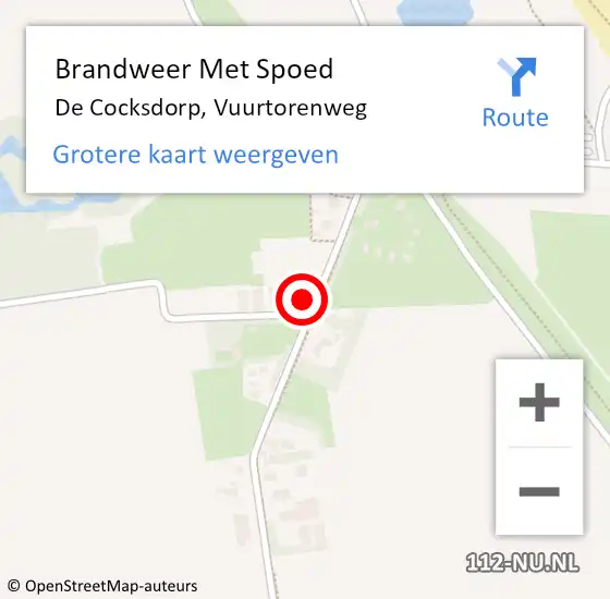 Locatie op kaart van de 112 melding: Brandweer Met Spoed Naar De Cocksdorp, Vuurtorenweg op 16 oktober 2016 15:05