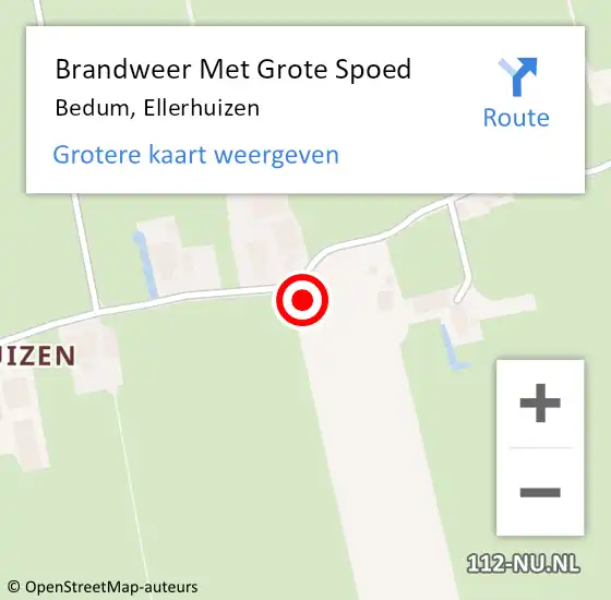 Locatie op kaart van de 112 melding: Brandweer Met Grote Spoed Naar Bedum, Ellerhuizen op 16 oktober 2016 15:23