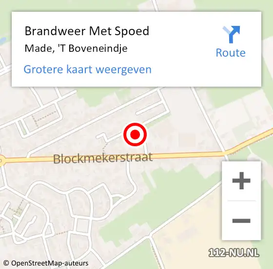 Locatie op kaart van de 112 melding: Brandweer Met Spoed Naar Made, 'T Boveneindje op 16 oktober 2016 15:26