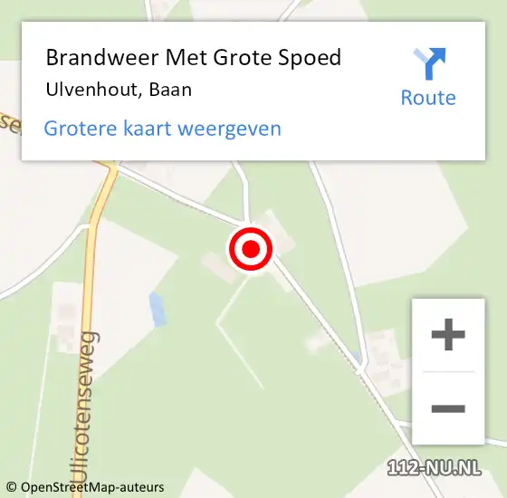 Locatie op kaart van de 112 melding: Brandweer Met Grote Spoed Naar Ulvenhout, Baan op 16 oktober 2016 15:59