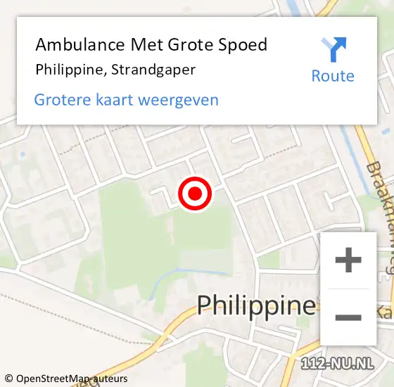 Locatie op kaart van de 112 melding: Ambulance Met Grote Spoed Naar Philippine, Strandgaper op 16 oktober 2016 16:03