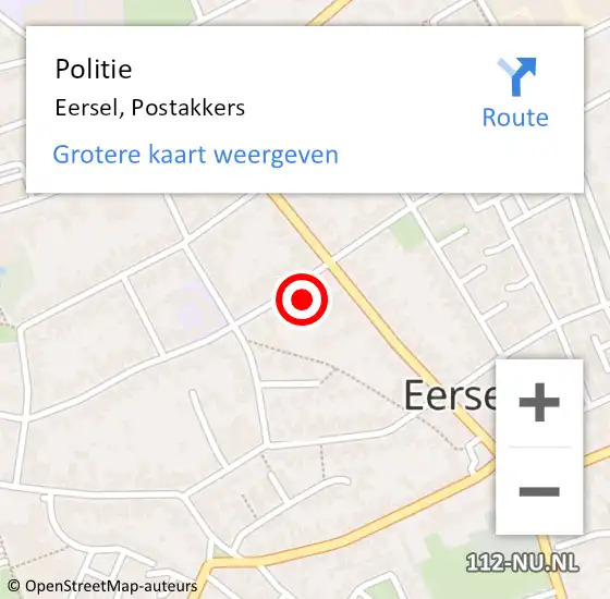 Locatie op kaart van de 112 melding: Politie Eersel, Postakkers op 16 oktober 2016 16:42