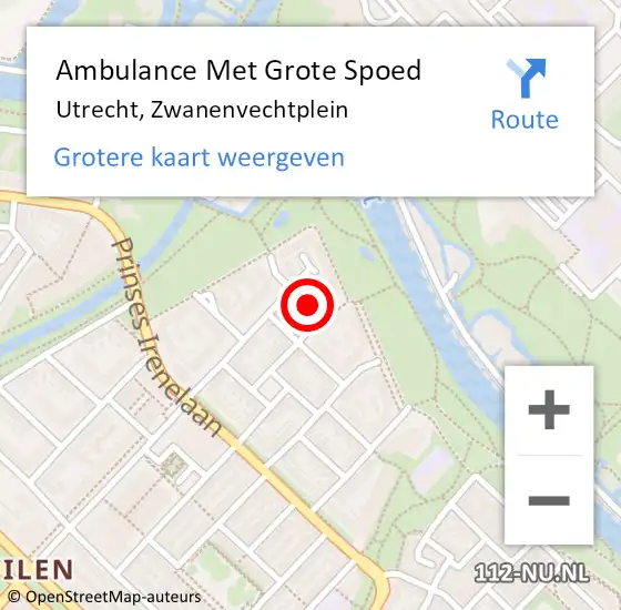Locatie op kaart van de 112 melding: Ambulance Met Grote Spoed Naar Utrecht, Zwanenvechtplein op 16 oktober 2016 16:48
