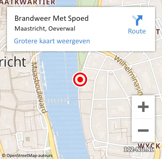 Locatie op kaart van de 112 melding: Brandweer Met Spoed Naar Maastricht, Oeverwal op 16 oktober 2016 17:00