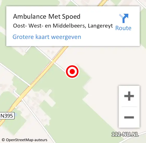 Locatie op kaart van de 112 melding: Ambulance Met Spoed Naar Oost- West- en Middelbeers, Langereyt op 16 oktober 2016 17:17