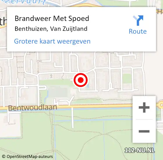 Locatie op kaart van de 112 melding: Brandweer Met Spoed Naar Benthuizen, Van Zuijtland op 16 oktober 2016 17:21