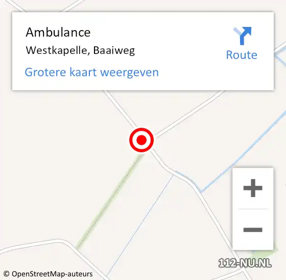 Locatie op kaart van de 112 melding: Ambulance Westkapelle, Baaiweg op 16 oktober 2016 17:25