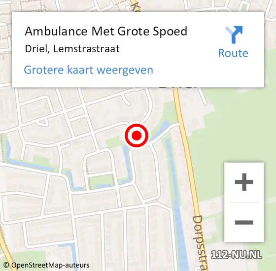 Locatie op kaart van de 112 melding: Ambulance Met Grote Spoed Naar Driel, Lemstrastraat op 16 oktober 2016 17:25