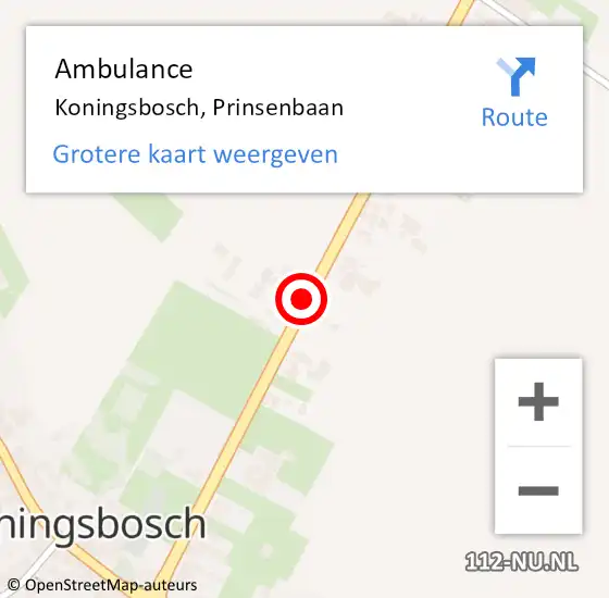 Locatie op kaart van de 112 melding: Ambulance Koningsbosch, Prinsenbaan op 30 december 2013 18:40