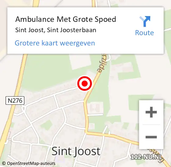 Locatie op kaart van de 112 melding: Ambulance Met Grote Spoed Naar Sint Joost, Sint Joosterbaan op 16 oktober 2016 18:30