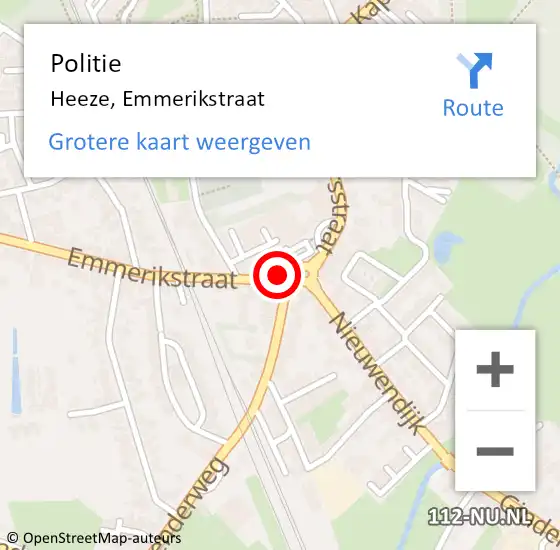 Locatie op kaart van de 112 melding: Politie Heeze, Emmerikstraat op 16 oktober 2016 18:39