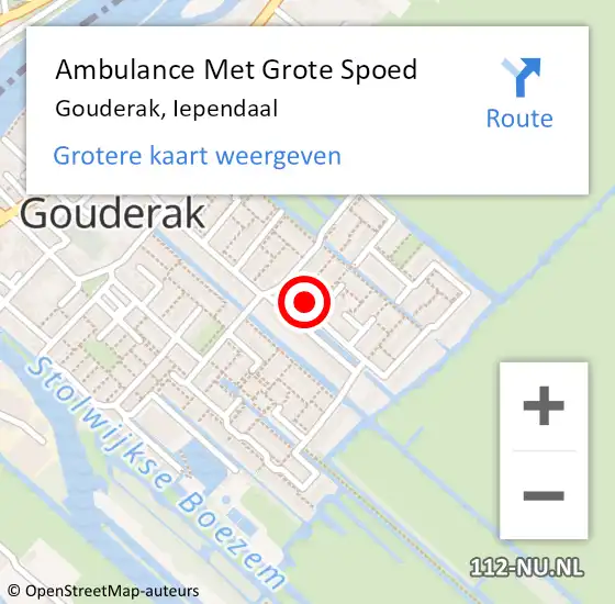 Locatie op kaart van de 112 melding: Ambulance Met Grote Spoed Naar Gouderak, Iependaal op 16 oktober 2016 18:46