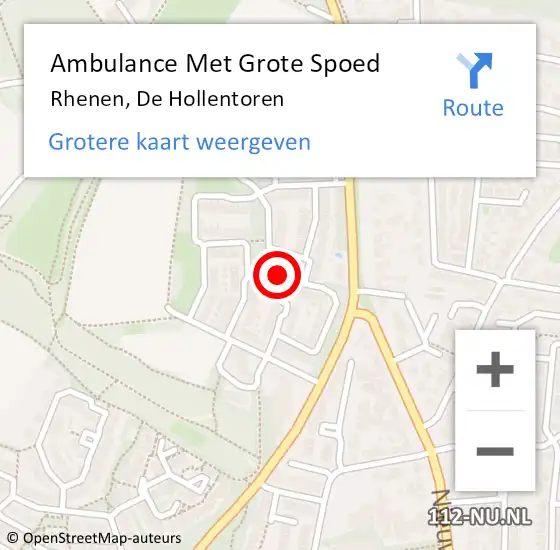 Locatie op kaart van de 112 melding: Ambulance Met Grote Spoed Naar Rhenen, De Hollentoren op 16 oktober 2016 18:50