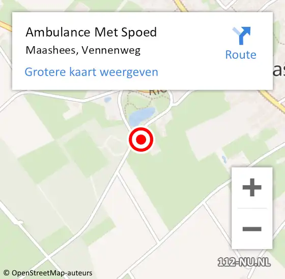 Locatie op kaart van de 112 melding: Ambulance Met Spoed Naar Maashees, Vennenweg op 16 oktober 2016 18:59