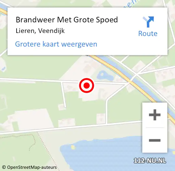 Locatie op kaart van de 112 melding: Brandweer Met Grote Spoed Naar Lieren, Veendijk op 30 december 2013 18:43