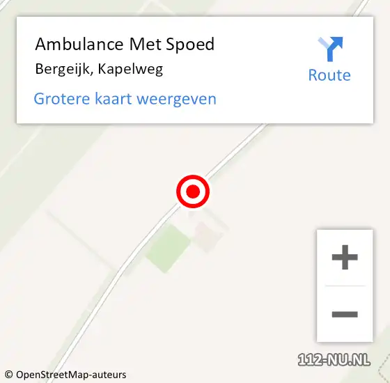 Locatie op kaart van de 112 melding: Ambulance Met Spoed Naar Bergeijk, Kapelweg op 16 oktober 2016 20:48